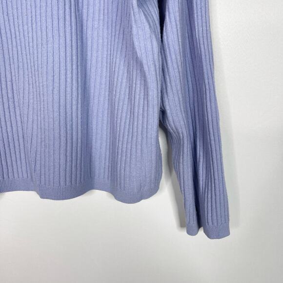 Eileen Fisher Small S Light Blue Ribbed Knit Wool Blend Long Sleeve Boxy Sweater - Picture 4 of 6